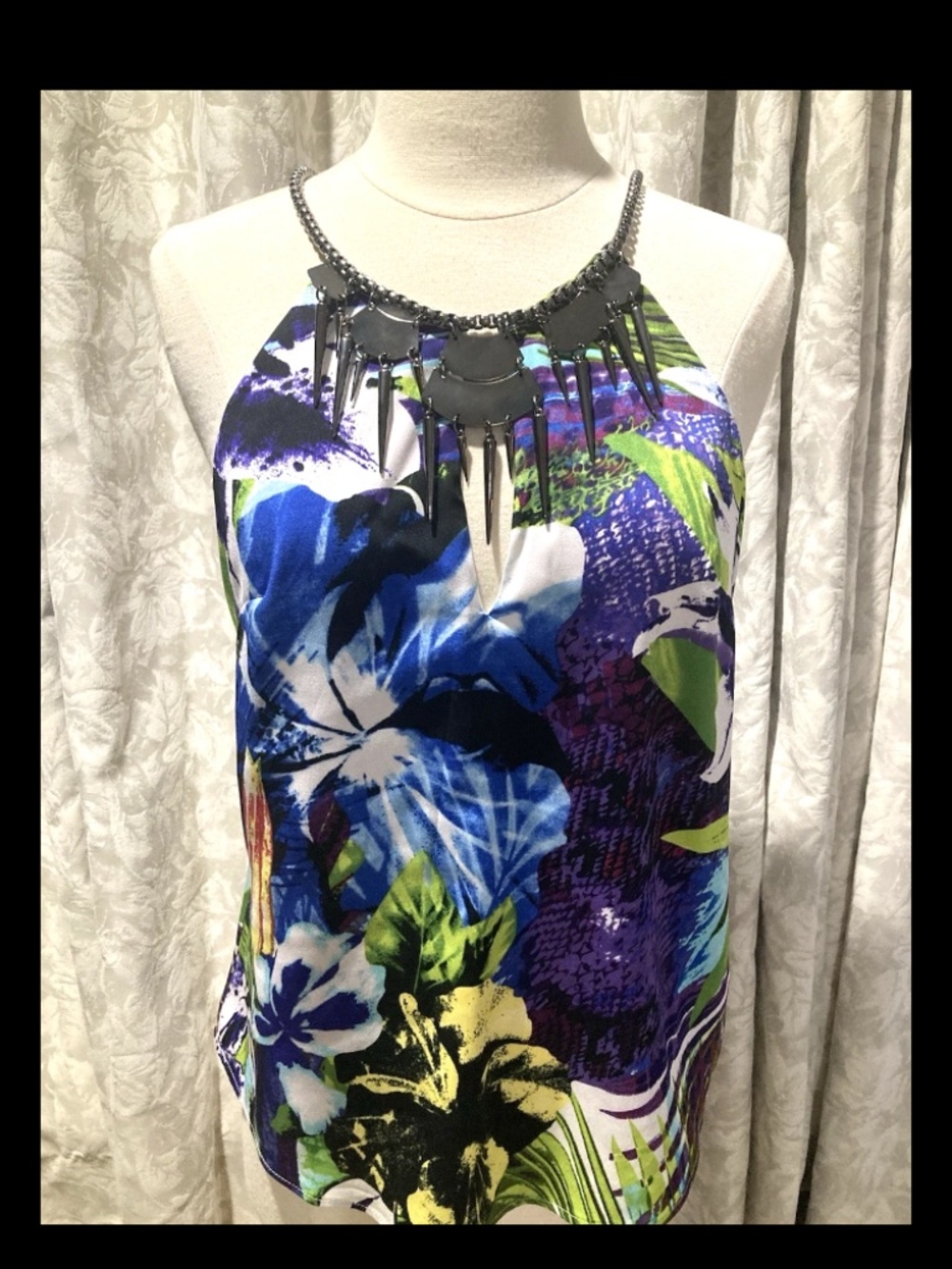 Bebe 2b embellished neck halter tank top